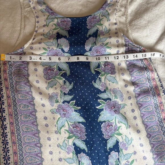 Aeropostale Floral Boho Sleeveless Rayon Dress White & Blue Size Small - Picture 9 of 11